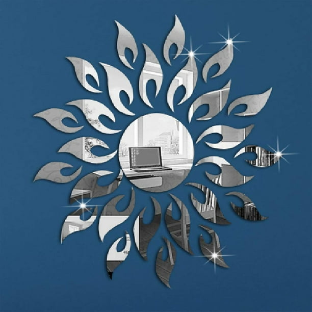 Pegatinas de pared con espejo de girasol para decoración, calcomanías de arte de pared autoadhesivas de acrílico redondas para bricolaje, murales de espejo, decoraciones para el hogar para l