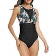 thumbnail image 5 of FEORJGP Women's Summer One-piece Swimsuit S-2XL Ladies Sleeveless Short Romper O Neck Swimwear Floral Print Bathing Suit Fashion Beachwear, 5 of 7