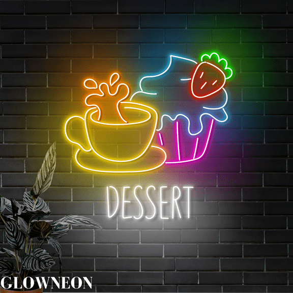 Glowneon Dessert Led Sign, Dessert Shop Neon Sign, Coffee & Cake Deco