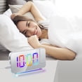 thumbnail image 4 of Projection Alarm Clock for Bedroom 7-inch RGB Colorful LED Digital Clock with Mirror Surface 6-level Brightness Dimmer USB Snooze Function 12/24H 11 Colors 180 Degrees Projector on Ceiling, 4 of 7