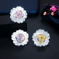 thumbnail image 5 of 2 in 1 Natural Shell Flower Multicolor CZ Yellow Stud Earrings Fashion Jewelry, 5 of 9