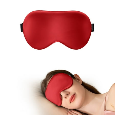 THXSILK Sleep Mask, 100% Pure Mulberry Silk, Night Eye Shade with Elastic Strap/Headband, Sleep Mask for Your Eyes, Red