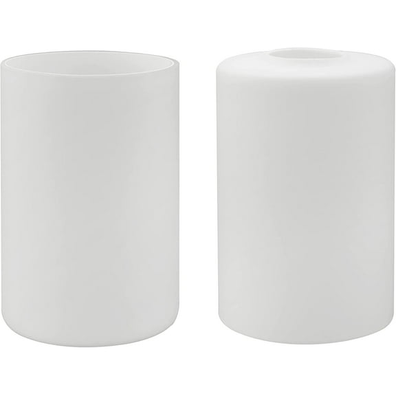 Aspen Creative 23609-02, White Opal Cylinder Glass Shade, 4" Dia x 6" H / Center Hole: 42mm, Set of 2