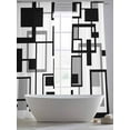 thumbnail image 5 of Black Grey Geometric Sheer Curtains 84 Inch Length 2 Panels Set for Living Room/Bedroom, Modern Abstract Art White Semi Curtain Sheers Drapes Rod Pocket Curtains Window Treatment Set 52''x84''x2, 5 of 7