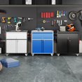 thumbnail image 2 of Aobabo Metal Cabinet with Wheels, Rolling Cabinet with 1 Drawer and 4 Hooks, 35" H Steel Garage Storage with Pegboard and Handle, Assembly Required, Black Grey, 2 of 17