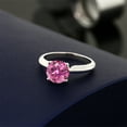 thumbnail image 3 of Gem Stone King 925 Sterling Silver Pink Moissanite Solitaire Engagement Ring for Women (1.20 Cttw, Round 7MM, Gemstone Birthstone, Available in Size 5, 6, 7, 8, 9), 3 of 4