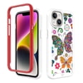 thumbnail image 2 of Designed for Apple iPhone 15 (6.1") Exotic Design Fashion Hybrid Dual Layer Rugged Bumper Frame Hybrid Shockproof Rubber TPU Defender Phone Case Cover [Colorful Butterflies], 2 of 4