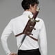 thumbnail image 4 of Funda de hombro de 137 cm de largo, de cuero sintético, con hebilla tipo rana, color marrón, para disfraz de guerrero., 4 of 9