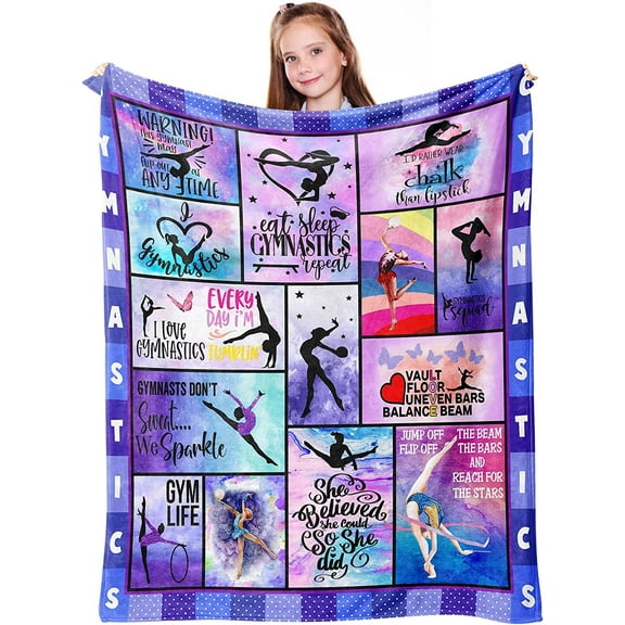 LHSHID Gymnastics Lovers Kids Blanket Gymnast Gifts for Girls Teens Women Birthday Gifts for Gymnast Ultra Soft Flannel Fleece Warm Cozy Lightweight Throw Blankets for Home Bed Sofa 30x40in