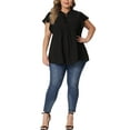 thumbnail image 2 of Agnes Orinda Blusa de Peplum para Mujeres Talla Grande con Cuello en V y Volantes, Fluida, Talla 2X, Negra, 2 of 6
