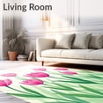 thumbnail image 2 of ODIKA 5'x7' Machine Washable Non-Slip Area Rug, Dreamy Tulip Meadow Artistic Watercolor Splash Symphony High Traffic Rug, Pink, 587852, 2 of 7