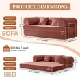thumbnail image 2 of COOLHUT 78.7" W Combination Sofa, High Rebound Density Foam Sofa Couch, Two Forms Floor Couch Three Seats Sofa Bed for Living Room, Bedroom, Dark Pink, 2 of 13
