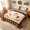 thumbnail image 3 of Erosebridal Cute Thanksgiving Turkey Quilt King, Hippie Autumn Leaves Pumpkin King Coverlet Set for Boys Girls, Orange Cream Black, 3pcs 1 Bedspread and 2 Pillowcases, 3 of 7
