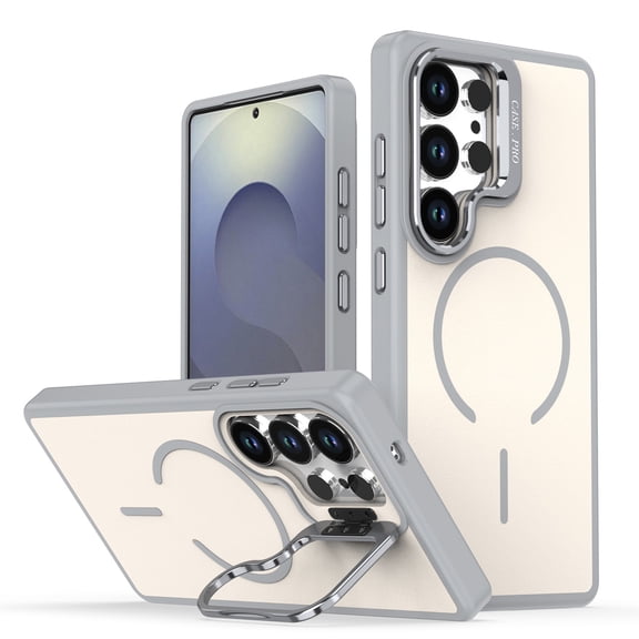 Case for Samsung Galaxy S26, Compatible with MagSafe, Luxury TPU PC Ultra Slim Metal Camera Frame Kickstand Shockproof Drop Protective Anti-Scratch Phone Case Cover, Gray