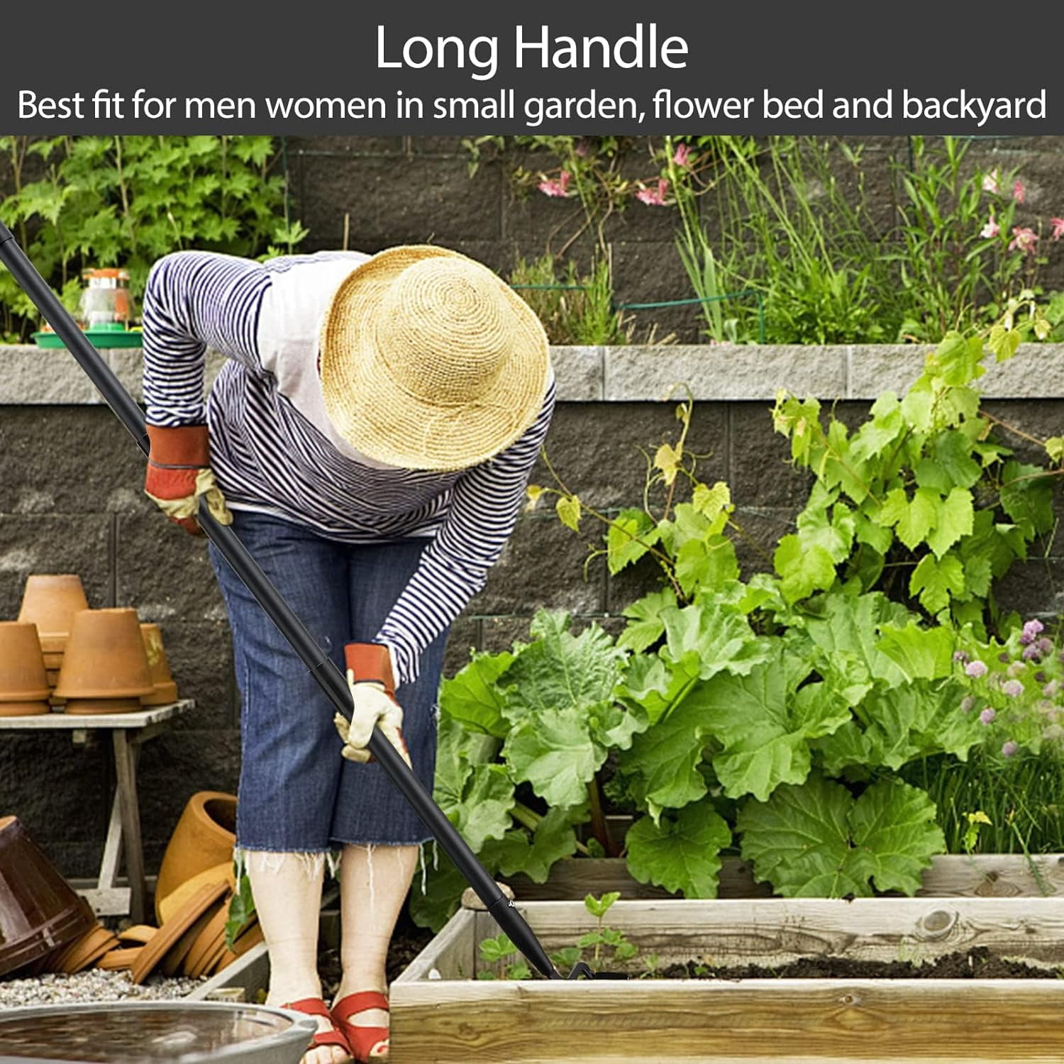 LCOKEIY Stirrup Hoe and Cultivator with Adjustable Handle 32-73inch, Heavy Duty Scuffle Garden Hoe Gardening Hand Tools