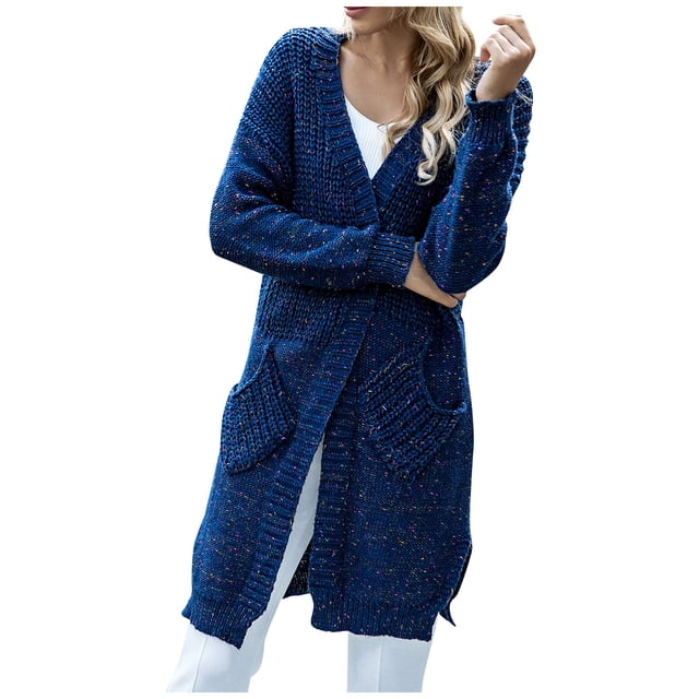 CEHVOM Cardigan Long Ample à Manches Longues pour Femmes Couleur Unie Liquidation