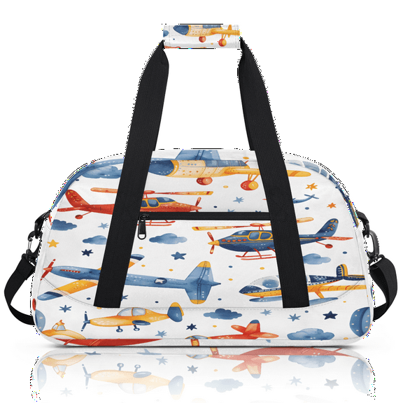 Herdesigns Airplane Sports Duffle Bag for Women & Men, Cartoon Gym Bag Dance Bag Overnight Bag Carry On Weekender Travel Bag