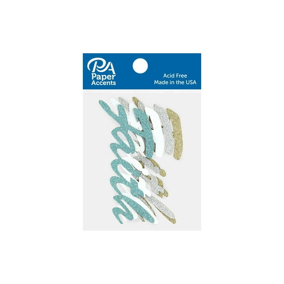 Glitter Words 4pc Faith Gold,Slvr,Wht,Blue