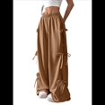 thumbnail image 3 of Pantalones Deportivos Holgados para Mujer, con Cintura Elástica, Informales, de Pierna y Bolsillos, Estilo Y2K Marrón S, 3 of 7