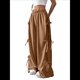 thumbnail image 3 of Pantalones Deportivos Holgados para Mujer, con Cintura Elástica, Informales, de Pierna y Bolsillos, Estilo Y2K Marrón M, 3 of 7