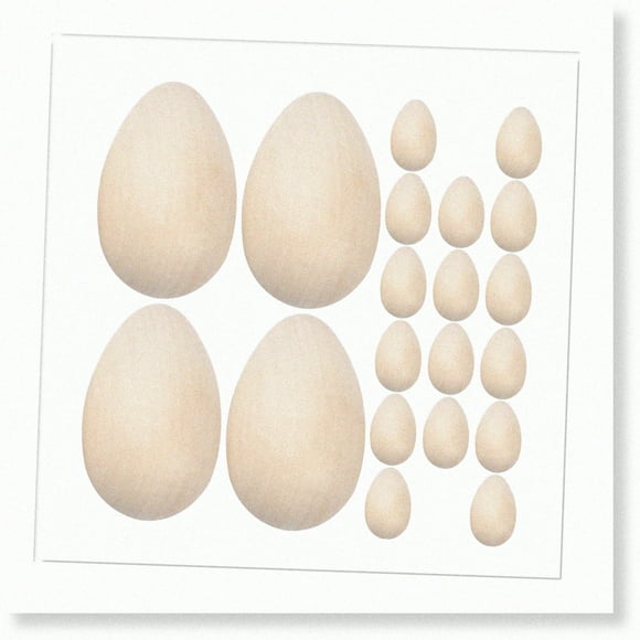 Eggcapades Artistiques: 20pcs Oeufs en Bois Inachevés - Parfait pour la Peinture et la Décoration - Idéal pour les Fêtes et les Événements