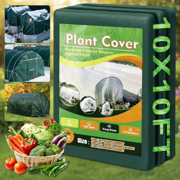 10x10ft Winter Plant Cover, 1.5oz Frost Protection Blanket for Outdoor Trees, Garden Vegetables, Greenhouse Plants & Cold Weather Shield