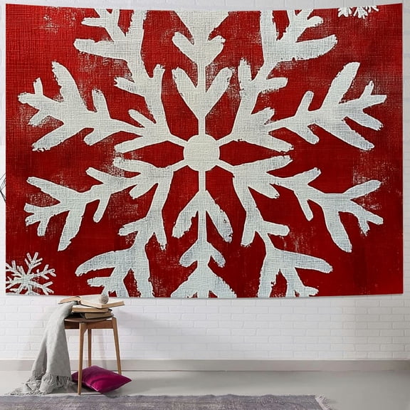 Pratyus Snowflake Tapestry Wall Hanging Short Plush Fabric Dorm Christmas Decoration Home Decor 40x30inch