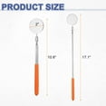 thumbnail image 2 of 2pcs Telescoping Inspection Mirror 2" Round 10.6" to 17.1" 360 Degree Stainless Steel Inspection Swivel Head Extendable Mirrors with Pocket Clip for Technicians Mechanics, Orange, 2 of 7