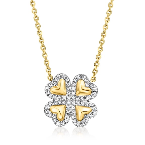 Ross-Simons 0.20 ct. t.w. Diamond Clover Necklace in 18kt Gold Over Sterling, Women's, Adult