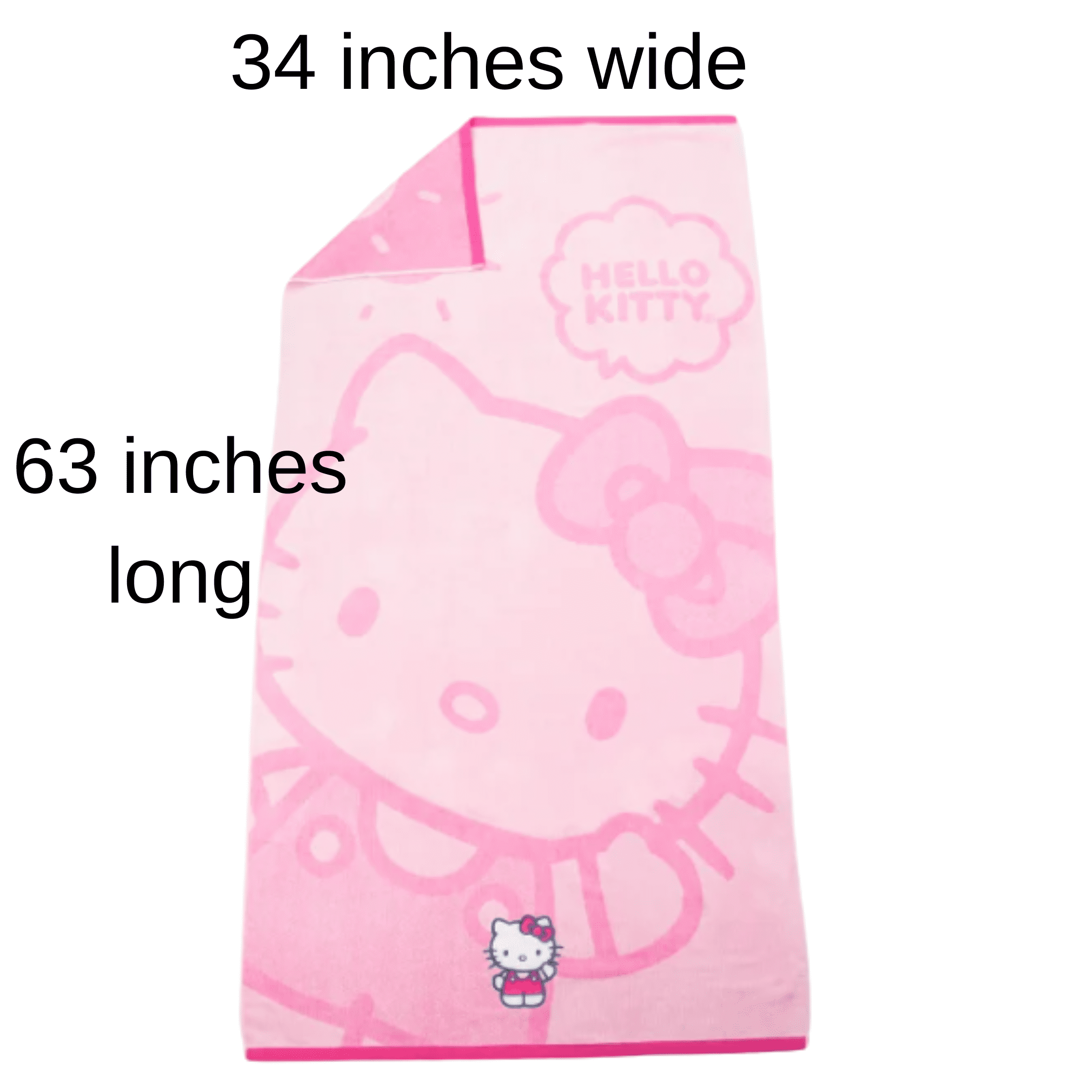 Hello Kitty Beach Towel with Embroidered Applique' 63"x34" Count 1