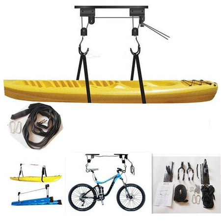 Kayak Hoist Bike Lift Pulley System Garage Ceiling Storage Rack Capacity 60kg