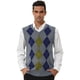 thumbnail image 2 of INSPIRE CHIC Suéter de chaleco de argyle informal para hombre, cuello en V, ajuste delgado, sin mangas, suéter de punto gris L, 2 of 6