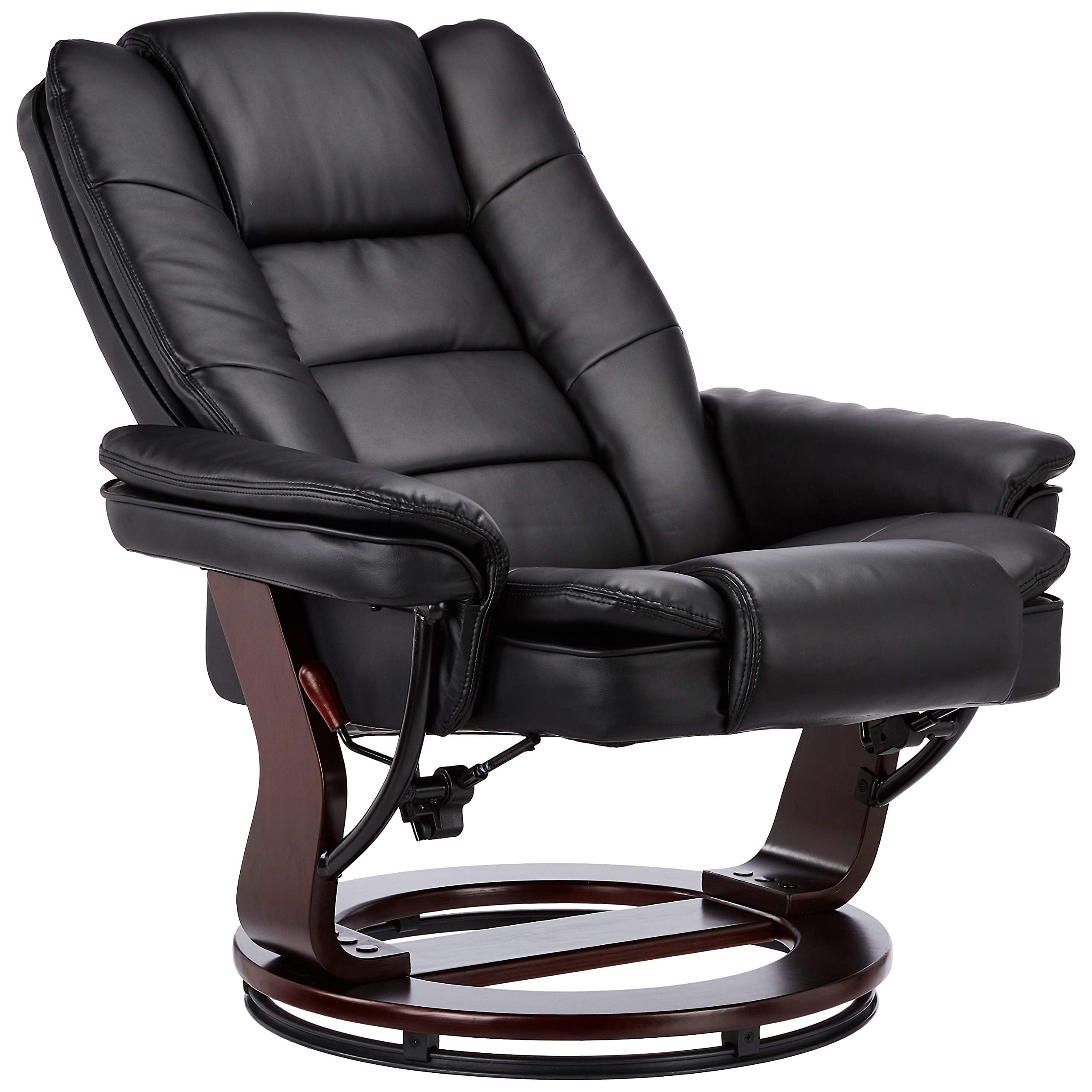 32'' Wide Manual Swivel Standard Recliner with Ottoman,Faux Leather,Black