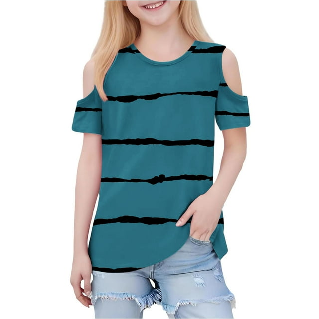 Zpanxa T-Shirts pour Tout-Petites Fille Imprimé Décontracté Manches Courtes Col Rond Haut Mode avec Coton 5 Ans