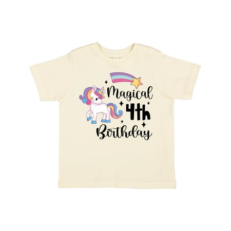 

Inktastic Magical 4th Birthday Rainbow Unicorn with Star Gift Toddler Boy or Toddler Girl T-Shirt