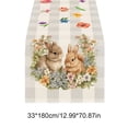 thumbnail image 3 of AZXY Easter Table Runner 13"x71" Table Runner with Watercolor Double Bunny Floral Wreath Plaid Design, Spring Easter Table Decorations for Home Kitchen Dining Coffee Table Easter Party Decor, 3 of 7