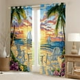 thumbnail image 2 of Erosebridal Cartoon Beach Curtains for Living Room, Ocean Marine 30%-50% Blackout Curtains Set of 2 (38x45), Tropic Flower Curtains and Drapes (38x45), Window Curtains Bedroom Decor, 2 of 6