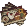 thumbnail image 2 of Dreamtimes Vintage Rooster Placemats Set of 4 Farmhouse Chicken Linen Table Mat Rustic Country Style Farm Animal Print Heat Resistant Non-Slip Washable Place Mats for Dining Kitchen Party Decor, 2 of 7