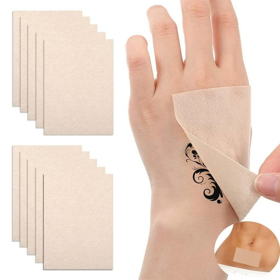 10 Pcs Tattoo Cover Up Patch,Tutuviw Ultra Thin Waterproof Patch for Scar,Sweatproof Tattoo Cover Up Tape,Cuttable Invisible Scar Birthmarks Sticker (3.5 x 5 Inches, Light Skin Tone)
