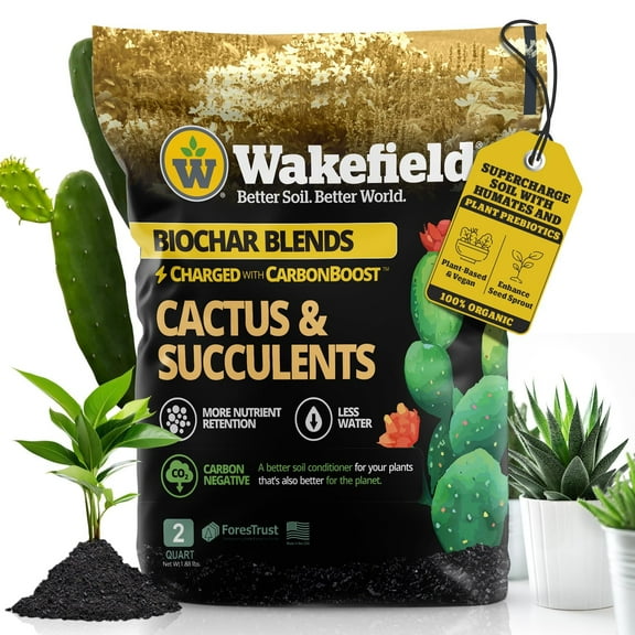 Wakefield Biochar Biochar Blend for Cactus & Succulents - CarbonBoost - 2 Quart
