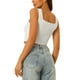 thumbnail image 3 of INSPIRAR CHIC Top de Mujer Cuello Cuadrado Dobladillo Asimétrico Con Cremallera Corset Beige, 3 of 5