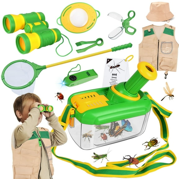 Huge Wave Bug Catcher Kit for Kids, Upgrade Explorer Kit with Catcher Net, Kids Bug Habitat Outdoor Explorer Kit, Christmas Gift for Kids Age 3-8 Years Old