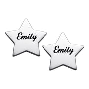 Personalized Women's Sterling Silver or Gold over Silver Star Stud Earrings