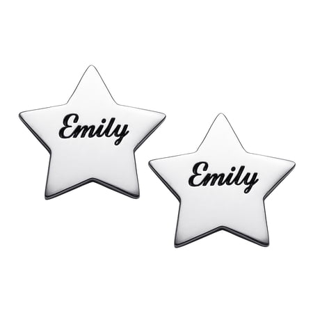 Personalized Women's Sterling Silver or Gold over Silver Star Stud Earrings