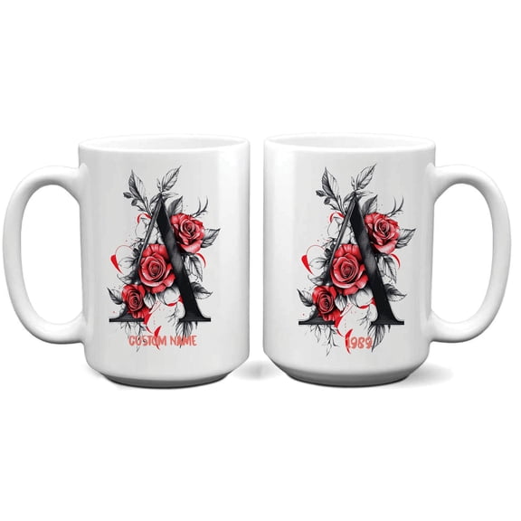 Personalized Coffee Mug with Monogram Initial A - Custom Cup 11oz 15oz for Women - Great for Mother's Day, Father's Day, Birthday, Everyday Coffee Moments