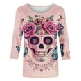 thumbnail image 5 of Ailaofu Día De Los Muertos Shirts for Women 2025 Mexican Day of Dead T-Shirts Skull Skeleton Print 3/4 Sleeve Tops Sweatshirt, 5 of 5