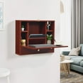 thumbnail image 2 of Giantex Wall Mounted Desk, Multi-Function Floating Desk w/Storage Drawer & Shelves, Wall Mounted Computer Desk for Home & Office, Brown, 2 of 6