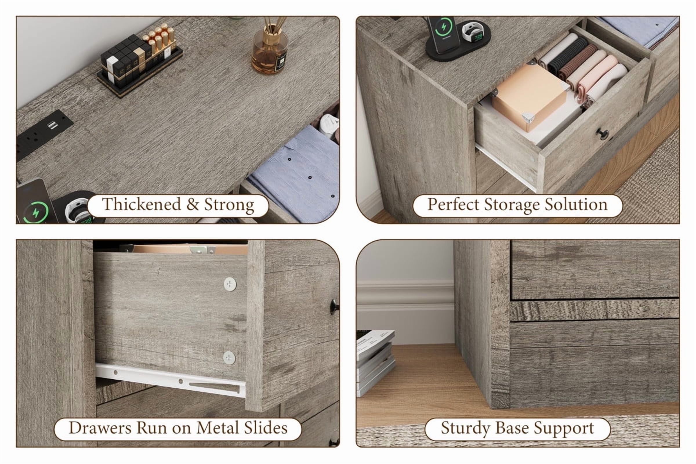 Towallmark Dresser for Bedroom,12 Drawer Dressers & Chests of Drawers, Wood Storage Drawer Dresser with Power Outlet, 61 Inch