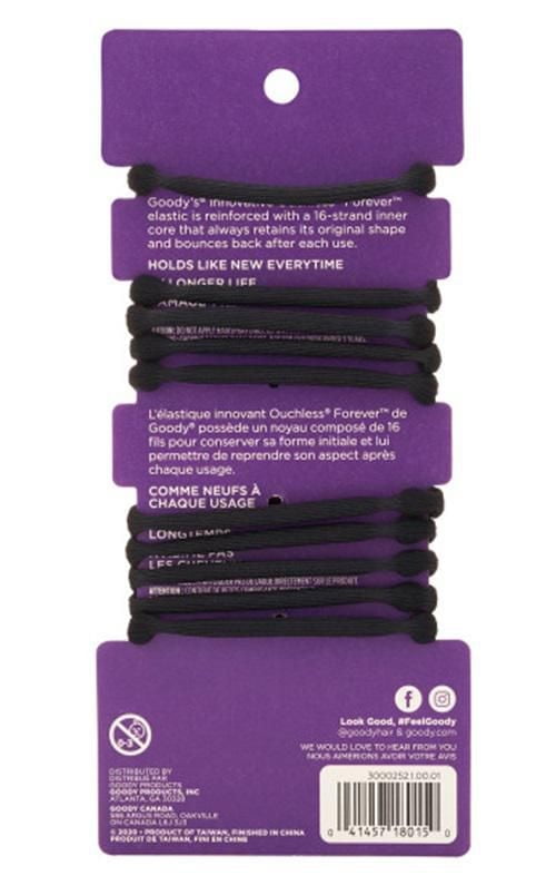 Goody Ouchless Damage-Free Forever - Black Elastics - 10Ct, Goody Elastics.
