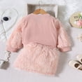 thumbnail image 3 of PENGXIANG Ensemble de Jupe en Peluche Rose à Manches Longues et Col Rond pour Filles, 3 of 8
